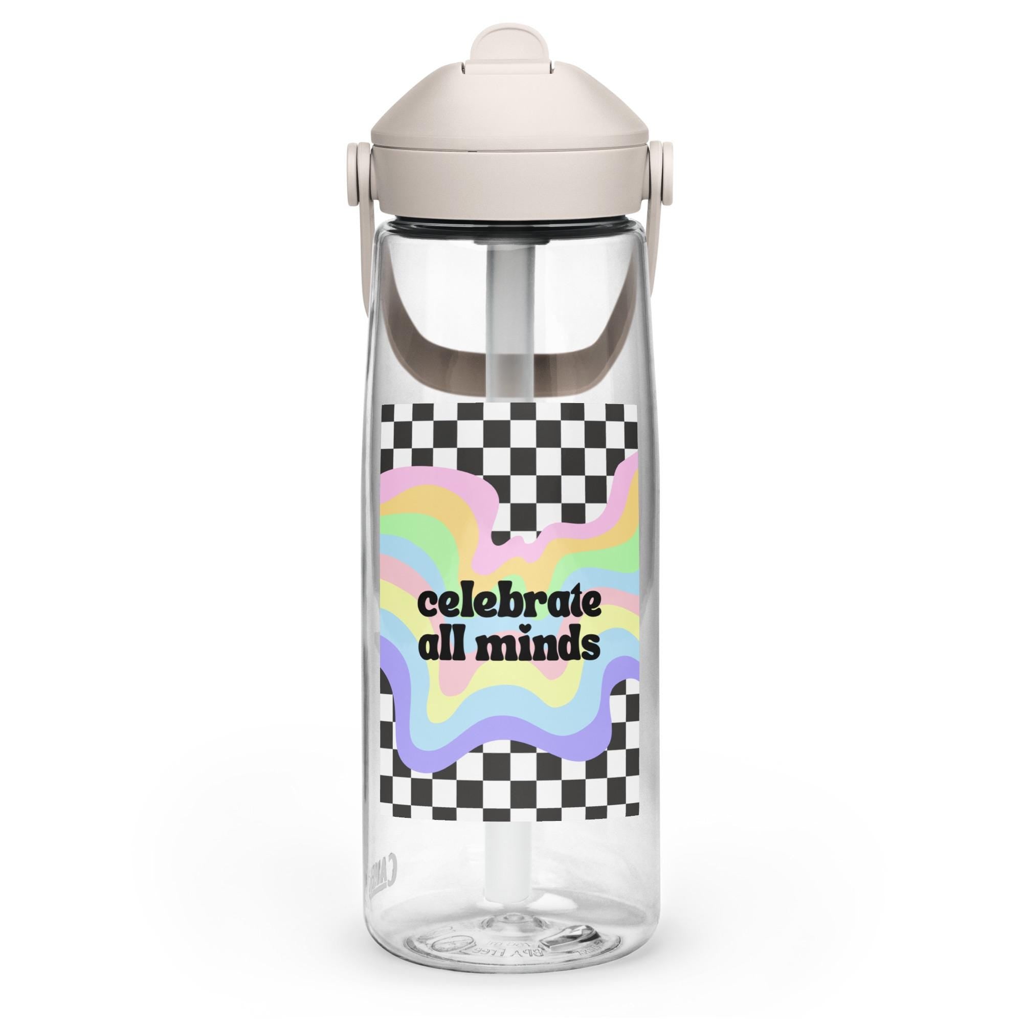 Celebrate all Minds Flip straw water bottle